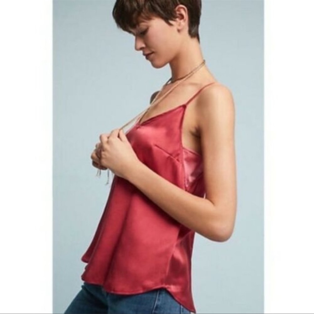 Anthropologie Red Silk Tank